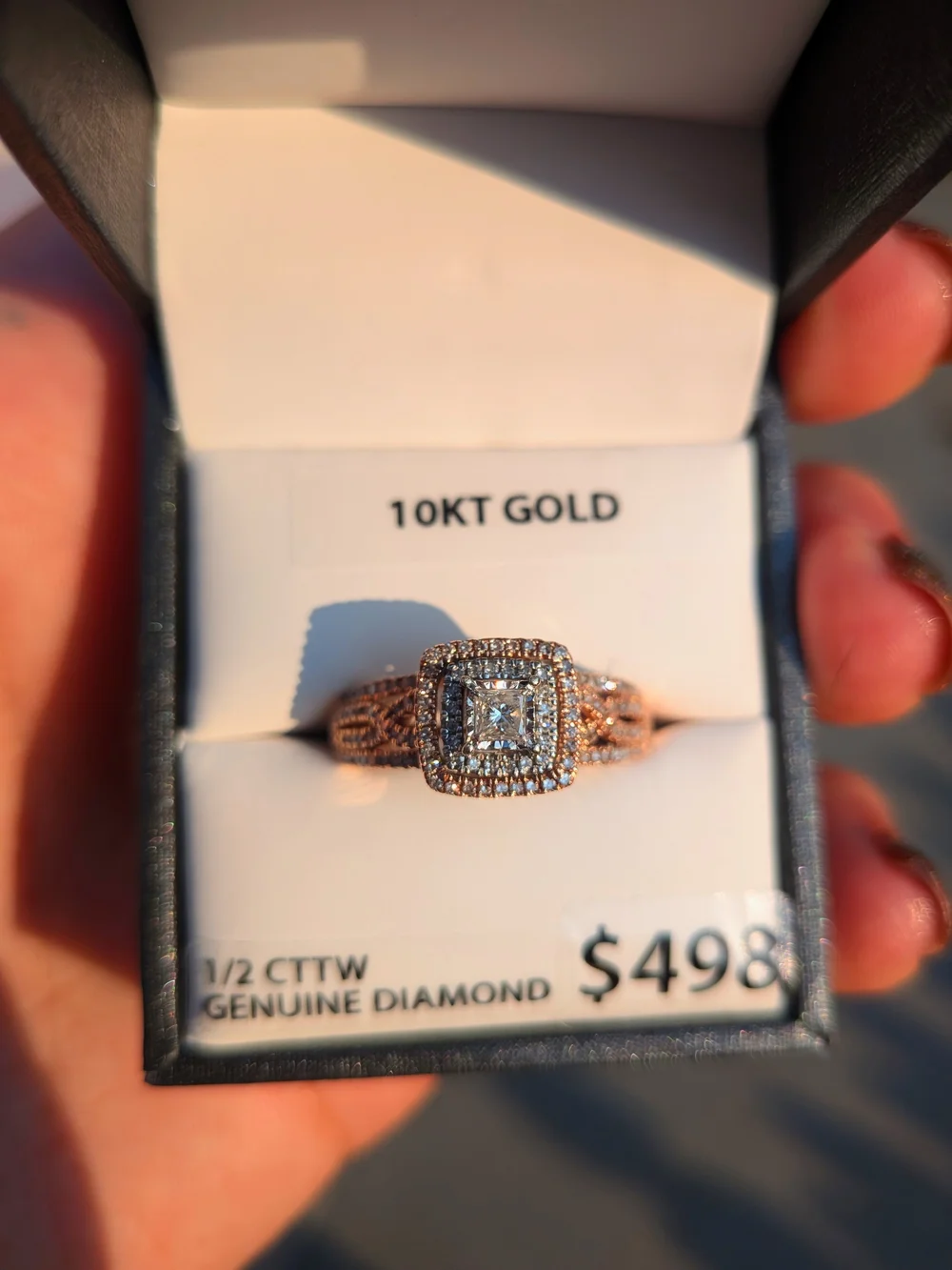 10KT Gold Rose Gold Diamond Halo Engagement Ring